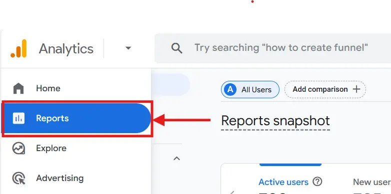 Go to Google Analytics - select Reports