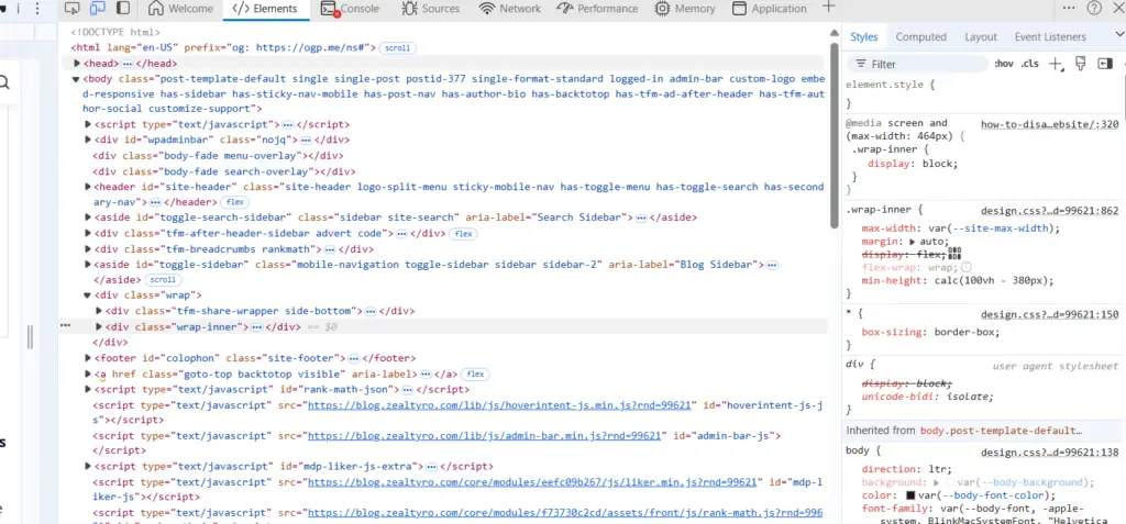 Inspect Element and View Page Source