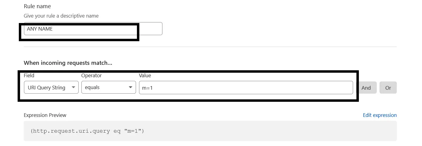 "Rule Name" input box