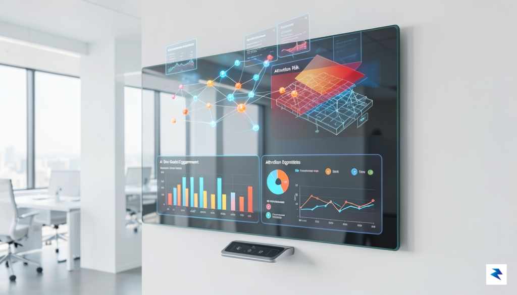 A sleek, futuristic digital dashboard showing holographic data visualizations of&hellip;