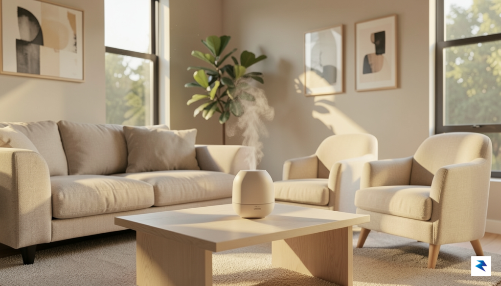 A serene, modern living room interior featuring a sleek, minimalist&hellip;