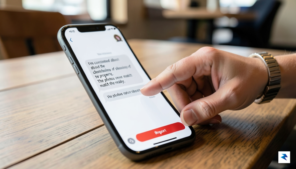 A close-up shot of a smartphone screen displaying an Airbnb&hellip;