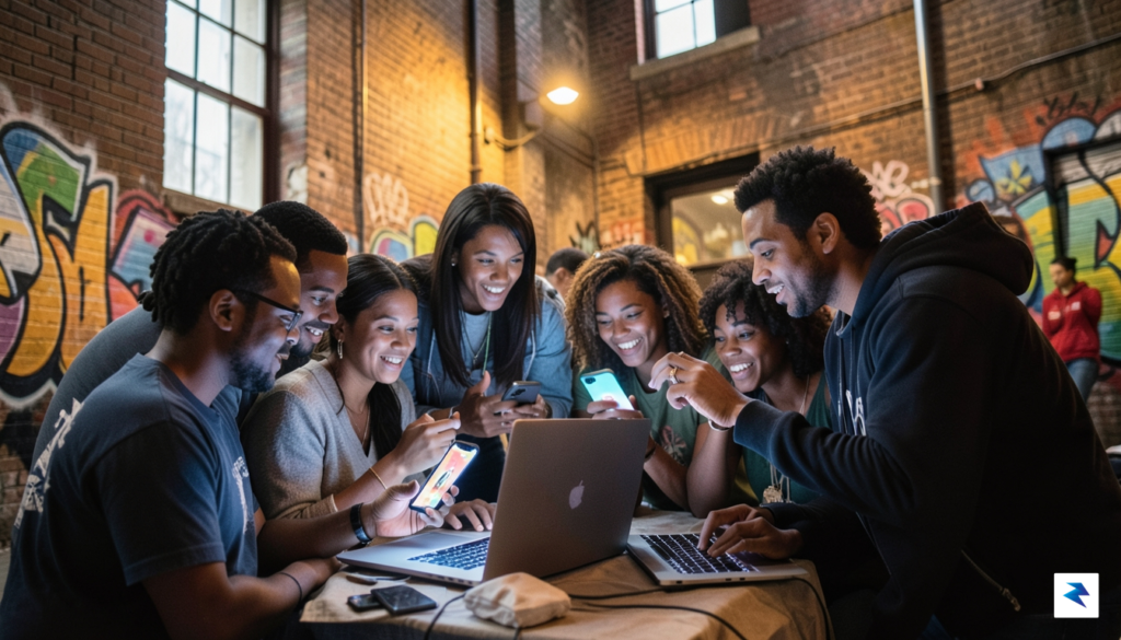 A diverse group of people from various backgrounds huddle together,&hellip;