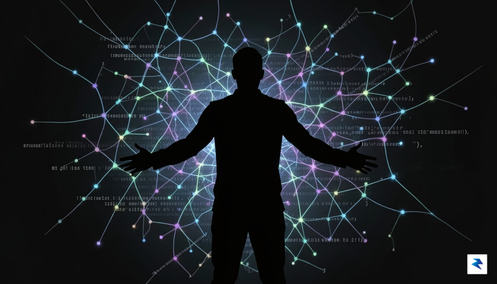 A conceptual digital art piece depicting a silhouette of a&hellip;