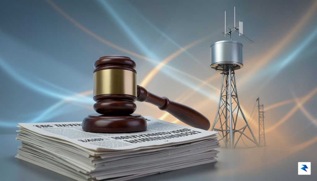 A conceptual image showing a gavel resting atop a stack…