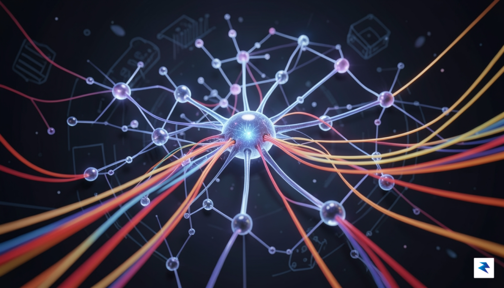 A conceptual digital visualization of a glowing neural network being&hellip;
