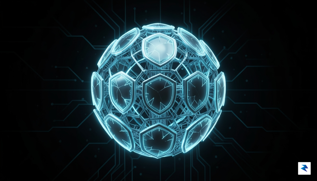 A conceptual digital visualization of a secure neural network architecture&hellip;