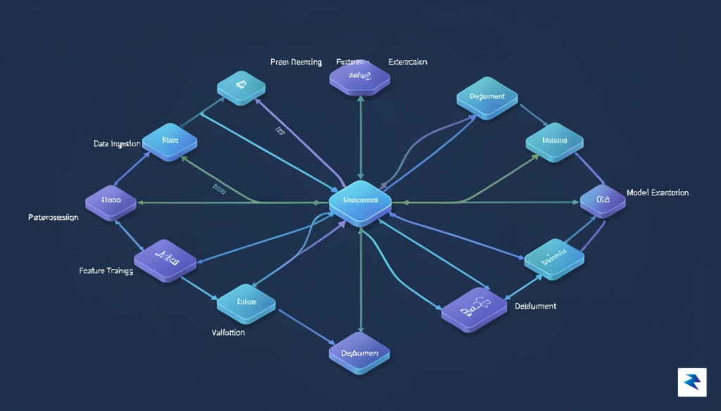A clean, isometric technical diagram illustrating a modular AI architecture,…