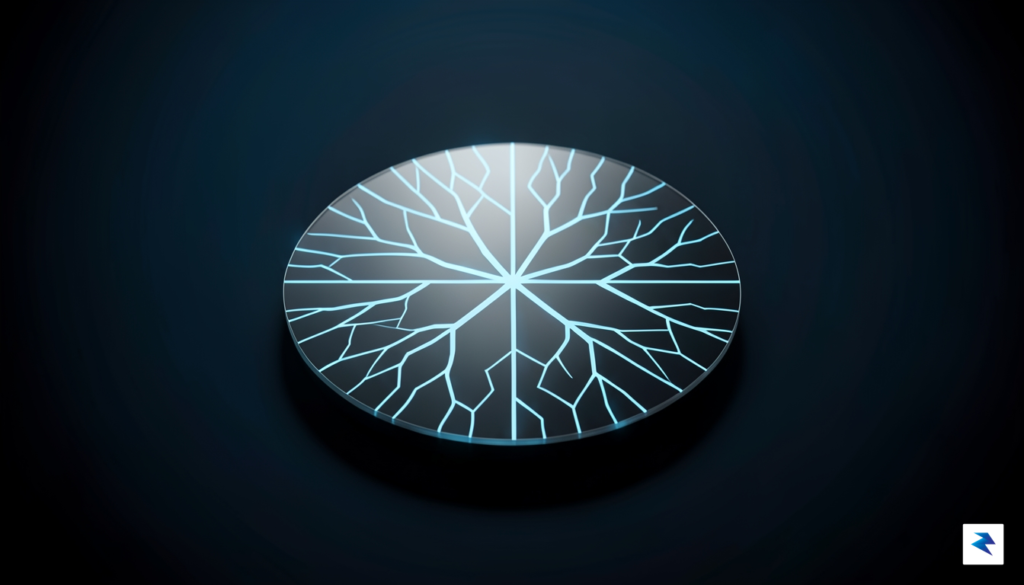 A sleek, futuristic digital representation of a silicon wafer with&hellip;