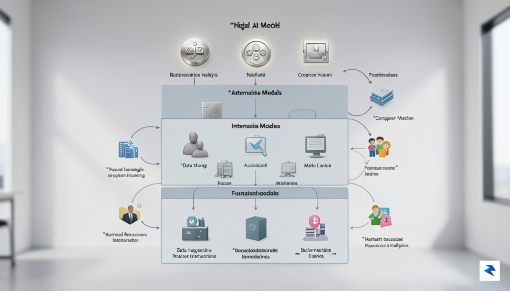 A professional dashboard visualization showing a tiered AI architecture with&hellip;