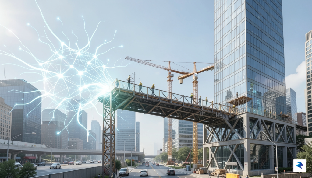 A conceptual digital illustration of a bridge being built between&hellip;