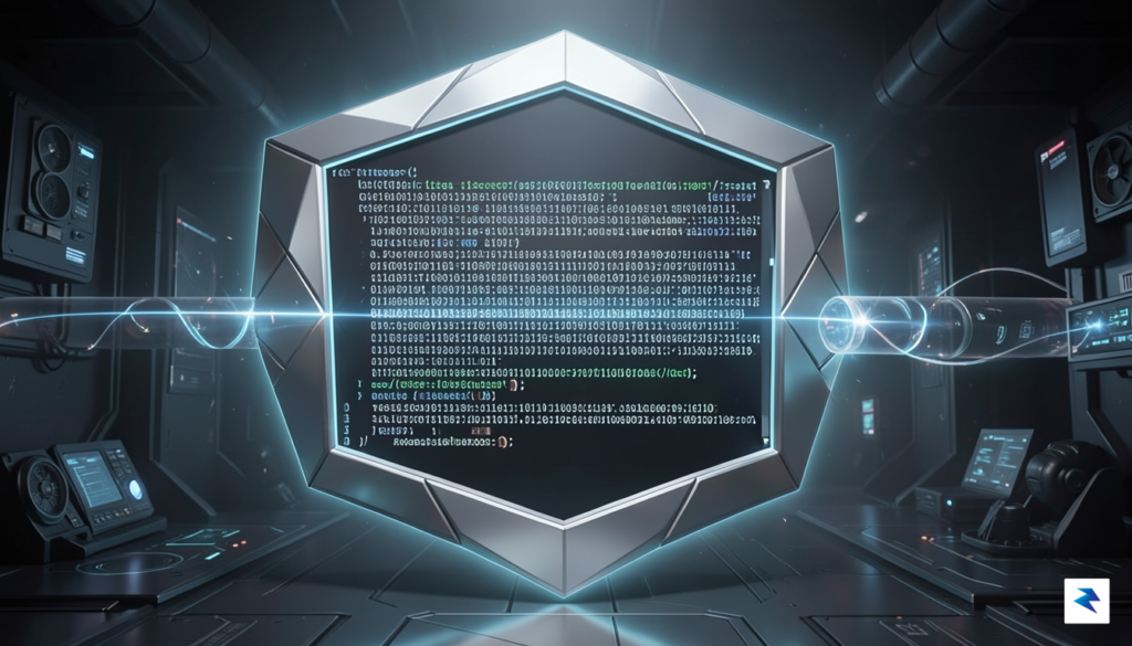 A conceptual digital illustration showing a secure, locked command-line terminal&hellip;