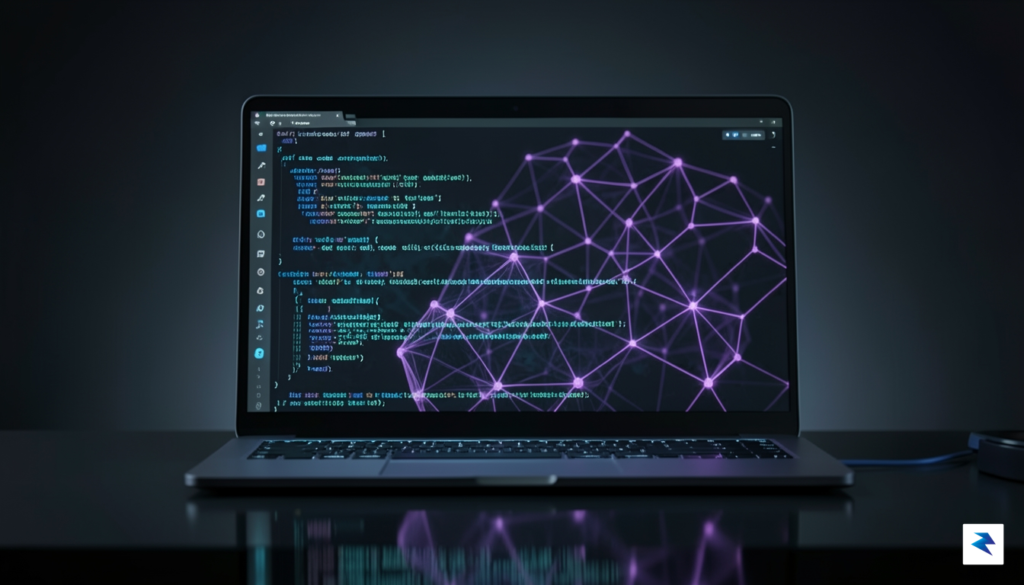 A glowing terminal window displaying a code snippet being analyzed&hellip;