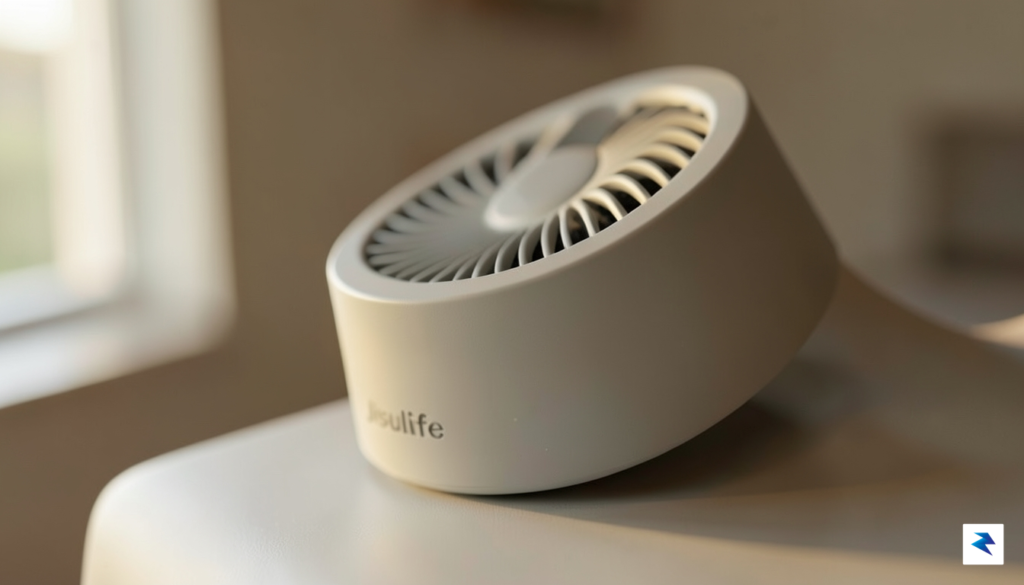 A close-up, high-definition shot of the Jisulife neck fan showing&hellip;