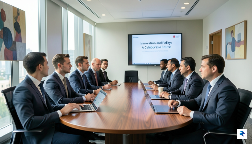 A diverse group of tech executives in business attire, some&hellip;