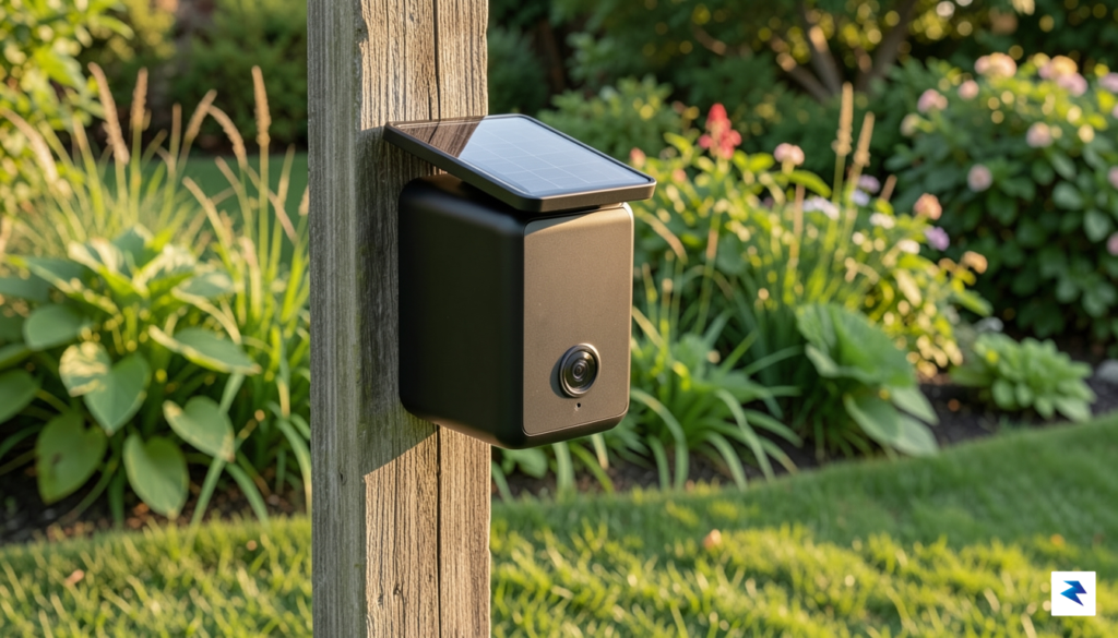 A close-up shot of a modern smart bird feeder mounted&hellip;