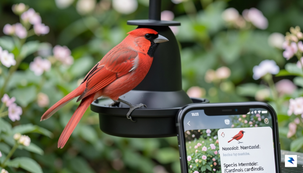 A close-up, high-definition photograph of a vibrant Northern Cardinal landing&hellip;