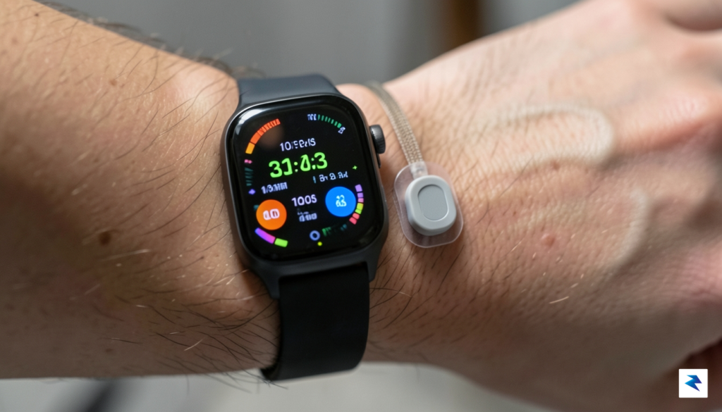A close-up, high-definition photograph of a person checking a smartwatch&hellip;