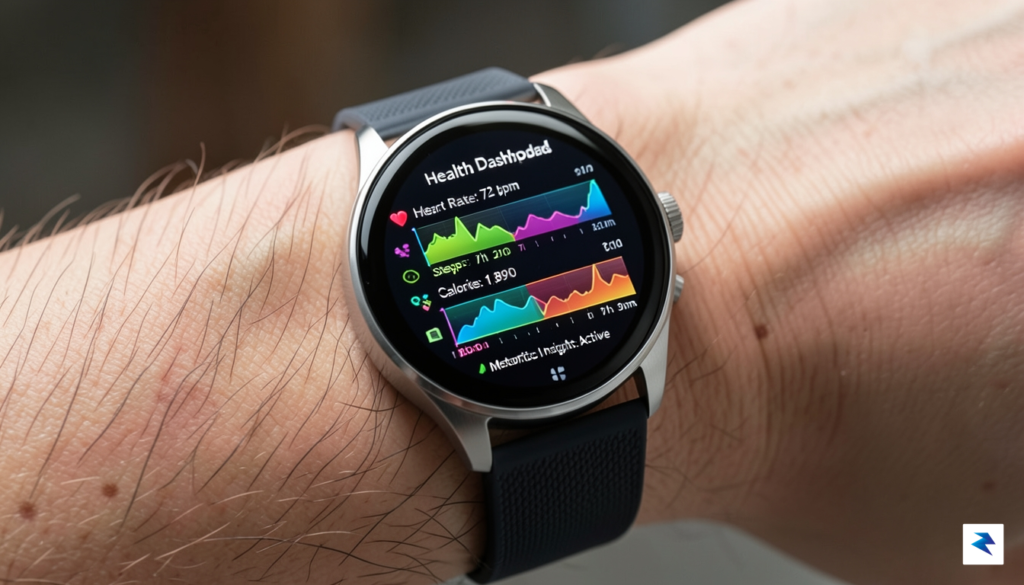 A close-up shot of a Samsung Galaxy Watch worn on&hellip;