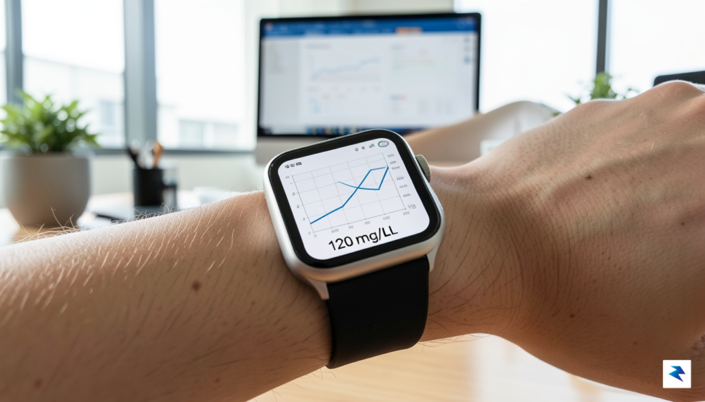 A close-up, high-resolution shot of a smartwatch screen displaying a&hellip;