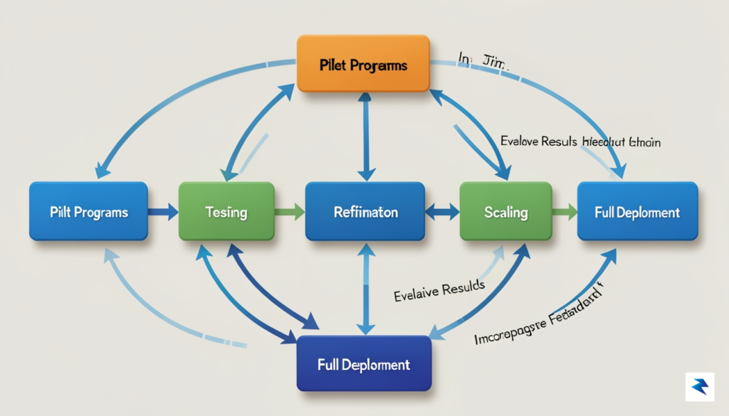 A diagram illustrating a multi-stage roadmap for technology implementation, with&hellip;