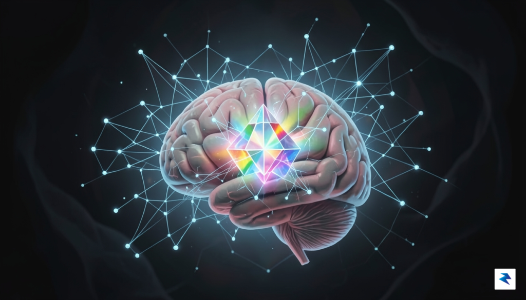A conceptual digital illustration showing a human brain and a&hellip;