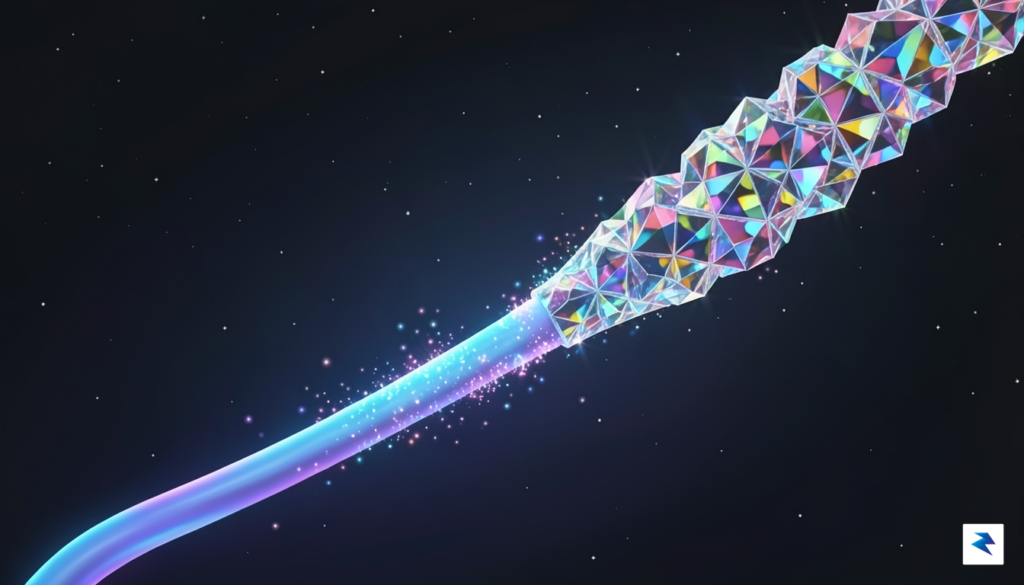 A conceptual digital illustration showing a high-speed fiber optic line&hellip;