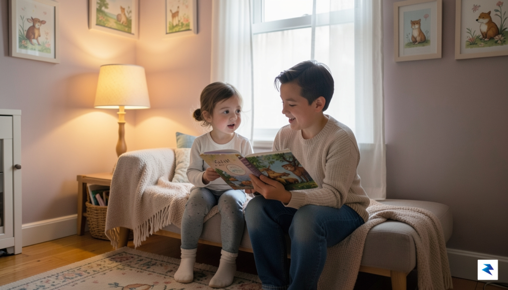 A warm, cozy nursery setting where a parent and child&hellip;