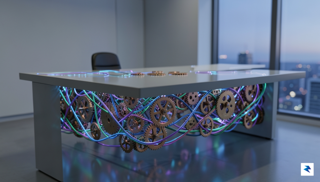 A conceptual digital art piece showing a complex, glowing network&hellip;