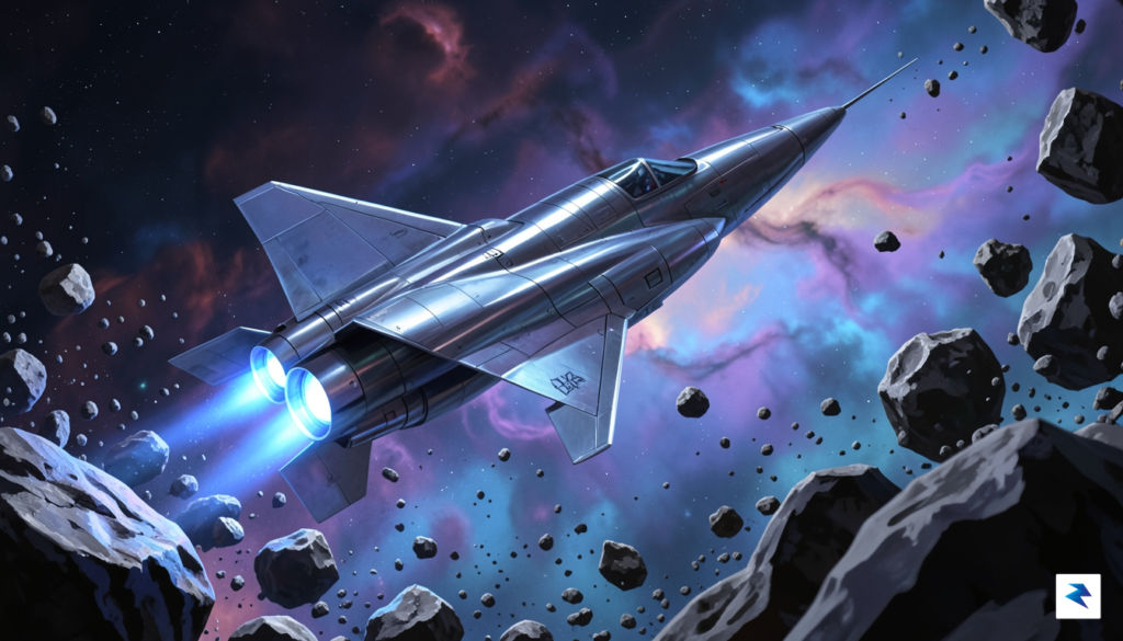 A vibrant, high-definition digital painting of an Arwing starfighter banking&hellip;