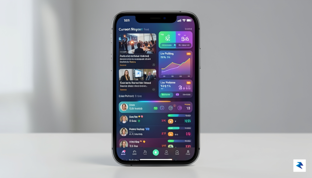 A sleek, modern smartphone interface showing a vibrant, colorful dashboard&hellip;