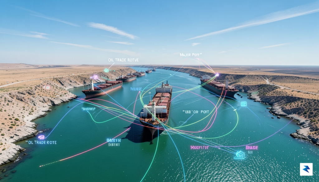 A wide-angle aerial view of massive oil tankers waiting in&hellip;