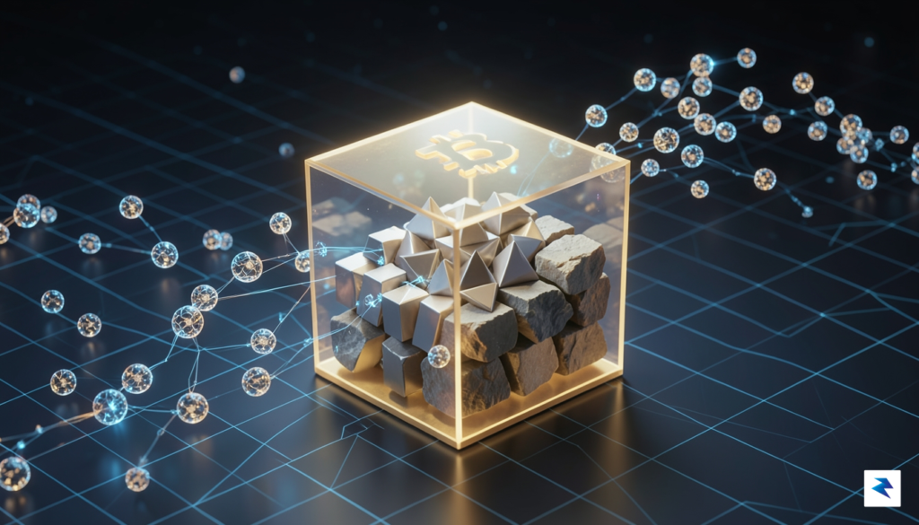 A conceptual 3D visualization showing a stream of digital data&hellip;