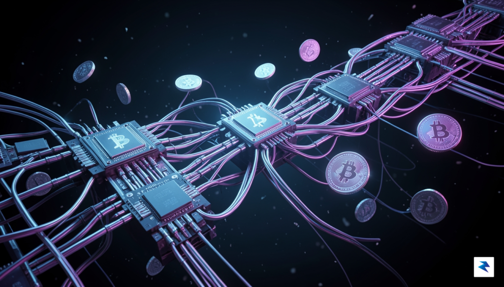 A conceptual digital art piece showing a glowing, intricate network&hellip;