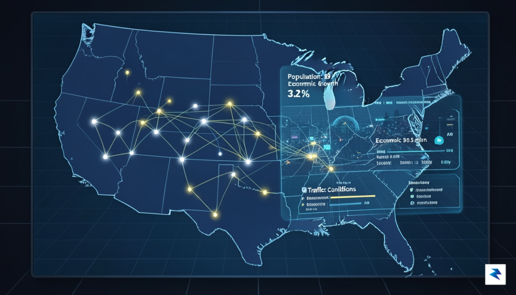 A conceptual illustration showing a digital map of the United&hellip;
