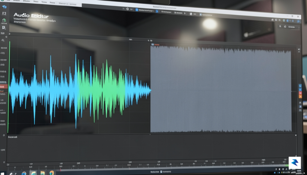 A close-up visualization of an audio waveform on a digital&hellip;