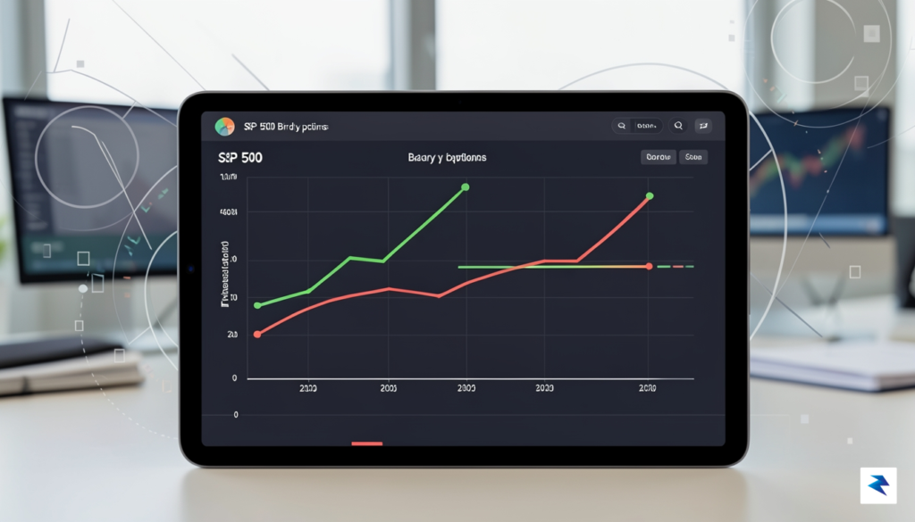 A modern digital trading interface showing a clean, intuitive S&P…