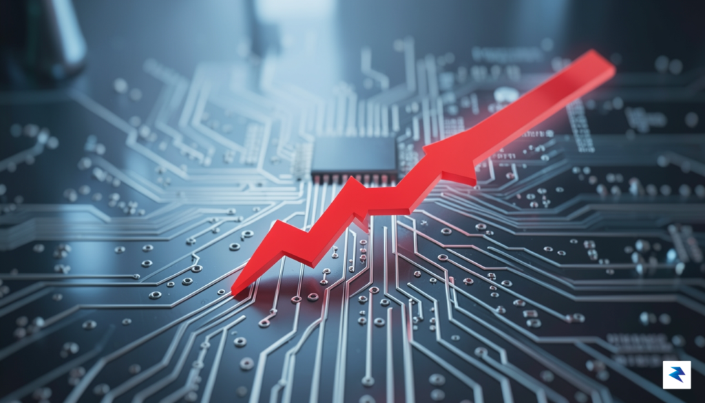 A downward trending stock chart with a prominent red arrow&hellip;