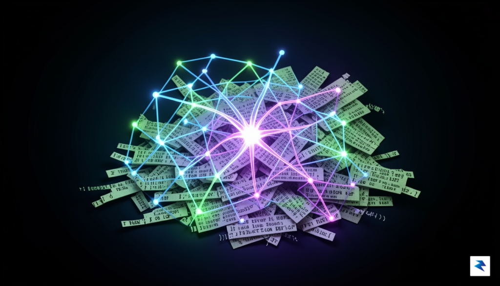 A conceptual digital illustration of a glowing, complex neural network&hellip;