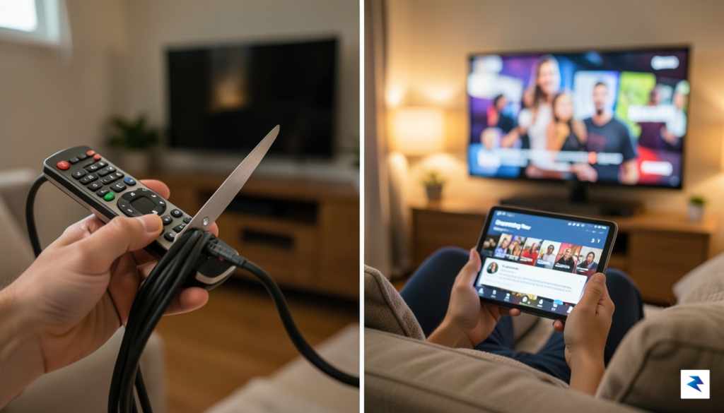 A split image showing a hand holding a TV remote&hellip;