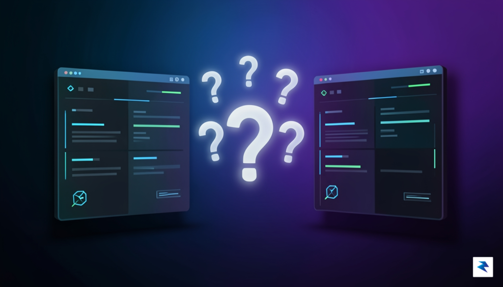 A stylized illustration depicting two distinct pieces of code or&hellip;