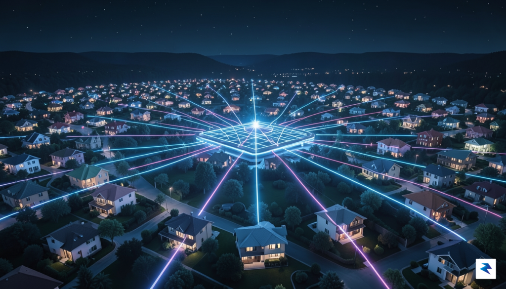 A digital visualization showing glowing lines of energy connecting thousands&hellip;