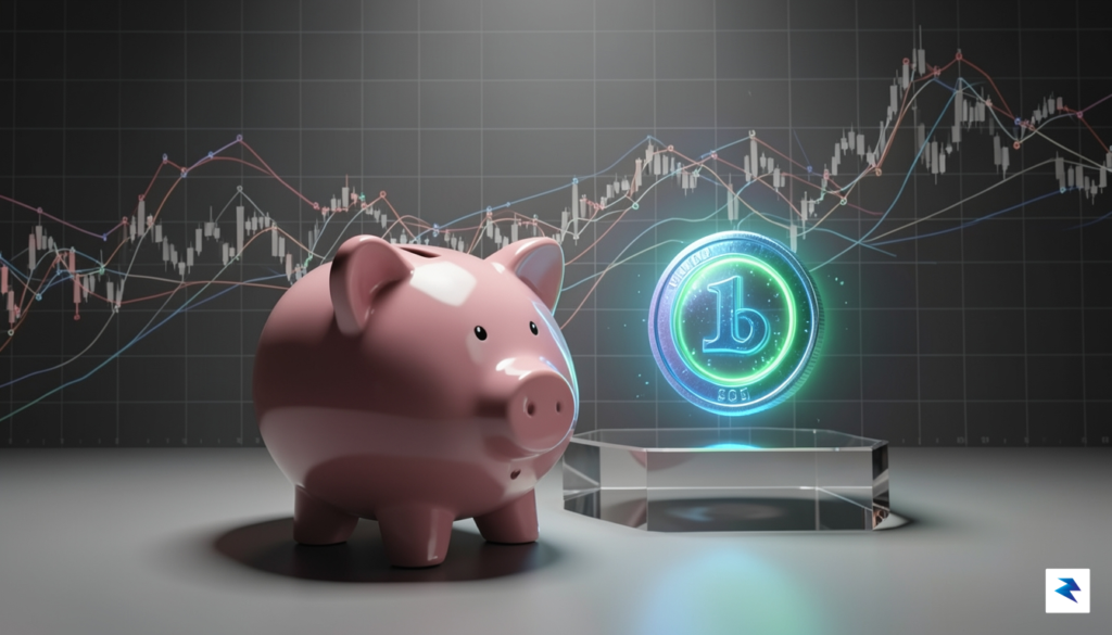 A conceptual digital illustration showing a classic retirement piggy bank&hellip;