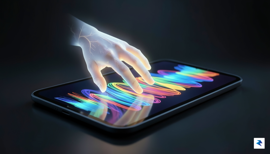 A conceptual digital illustration showing a glowing, translucent human hand&hellip;
