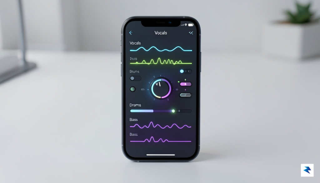 A sleek, user-friendly digital audio workstation interface on a smartphone&hellip;