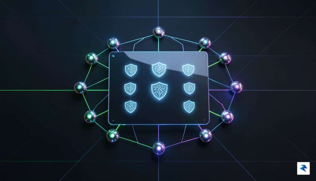 A clean, modern digital dashboard showing a secure server interface&hellip;