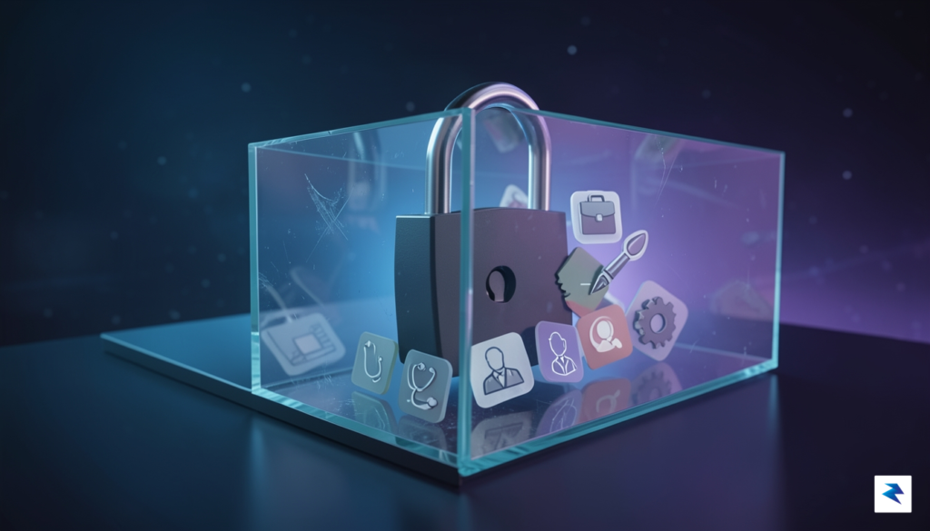 A conceptual illustration showing a digital padlock left open on&hellip;