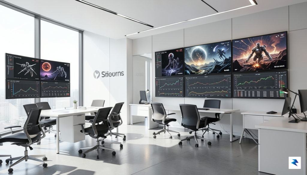 A modern, minimalist office interior at a major streaming company,&hellip;