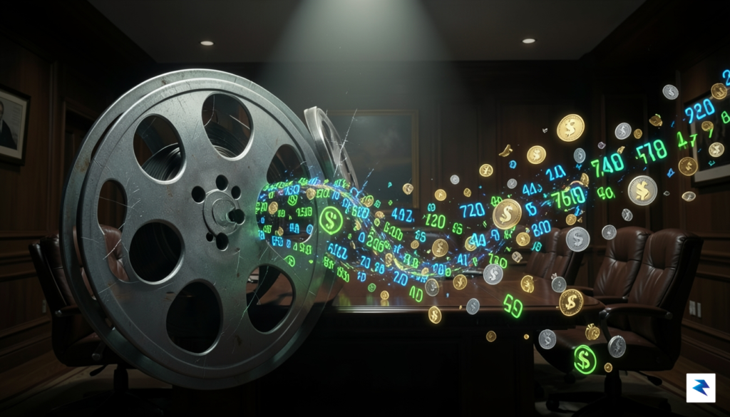 A conceptual digital illustration showing a film reel unraveling into&hellip;