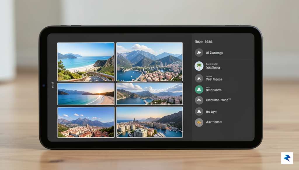 A sleek, modern dashboard interface on a tablet showing a…